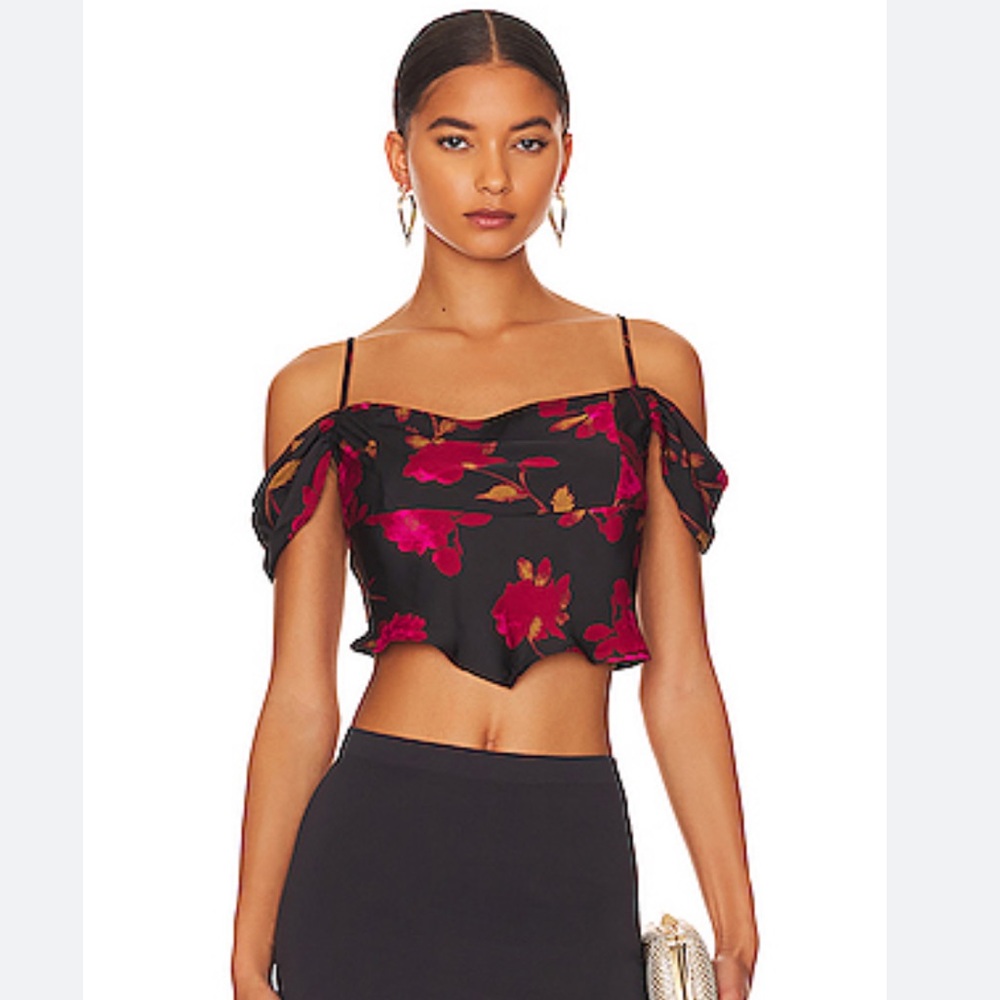 Free People Cassandra Printed Blouse in Black Combo